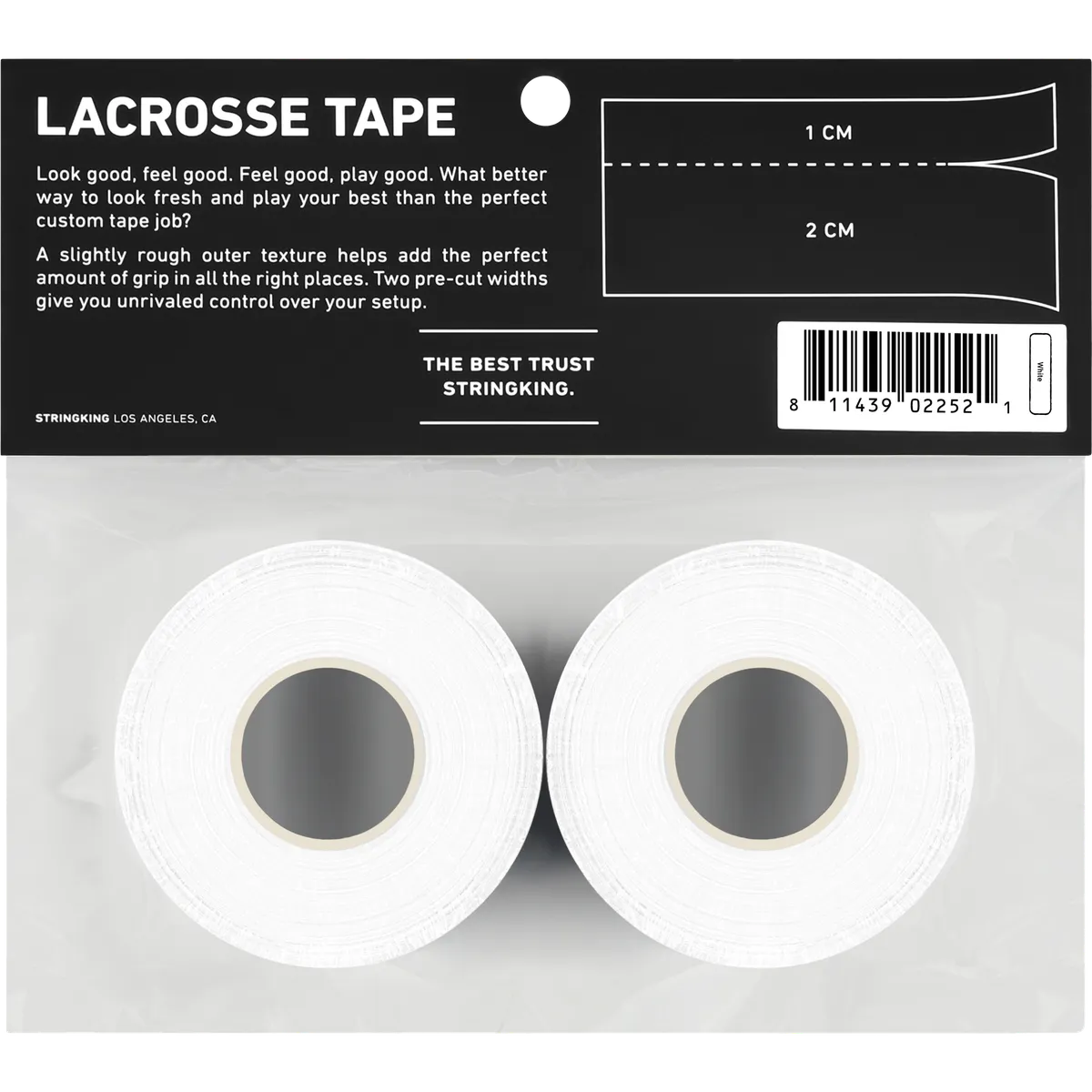 StringKing Lacrosse Tape - 2-Pack, White, Packaged, Back