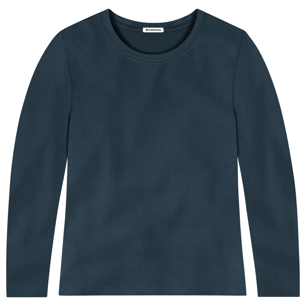 StringKing Women's FlexTech Long Sleeve Crewneck T-Shirt - Sharp Fit, Navy, Front