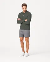 StringKing Men's Pima Jersey Long Sleeve Polo - Sharp Fit, Moss, Full Front Angle - Human Model