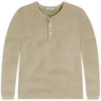 StringKing Men's Pima Cotton Henley Sweatshirt - Sharp Fit, Warm Khaki, Front