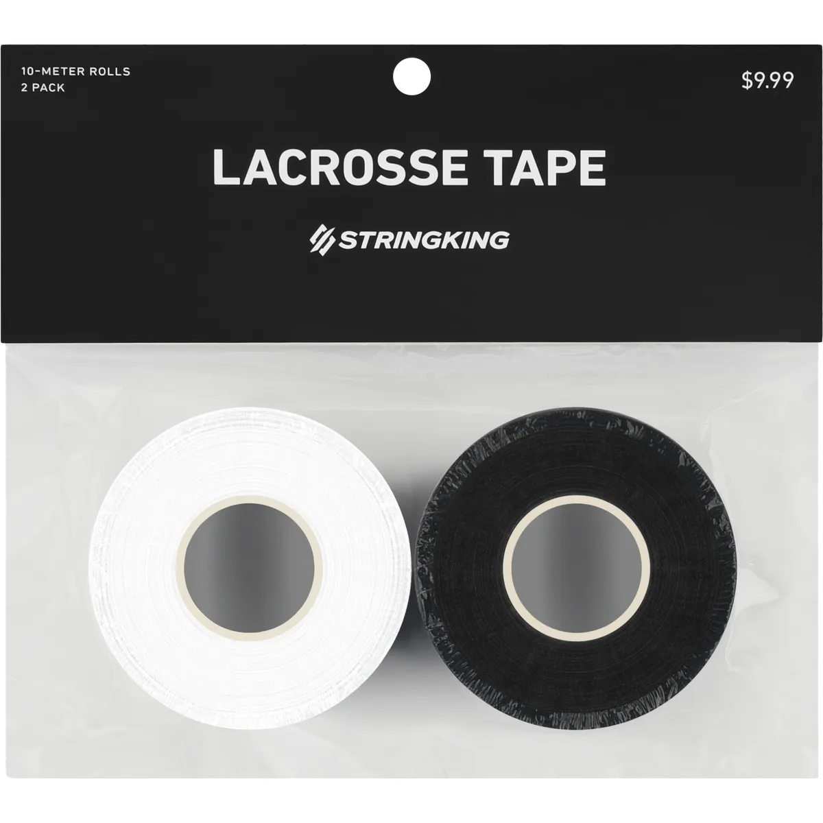 StringKing Lacrosse Tape - 2-Pack, White / Black, Packaged, Front