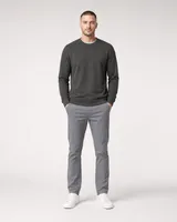StringKing Men's Pima Terry Crew Sweater - Sharp Fit, Peat, Full Front - Human Model