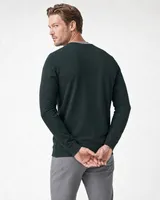 StringKing Men's Pima Terry V-Neck Sweater - Sharp Fit, Pine Grove, Full Back - Human Model - Top of head to Mid-thigh