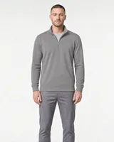 StringKing Men's Pima Terry Quarter Zip - Sharp Fit, Frost Gray, Full Front - Human Model - Top of head to Knees