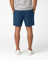 StringKing Men's StayWarm Shorts - Relaxed Fit, Navy Blue, Full Back - Human Model - Chest to Feet