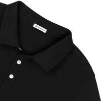 StringKing Men's Pima Cotton Long Sleeve Polo - Relaxed Fit, Black, Detail