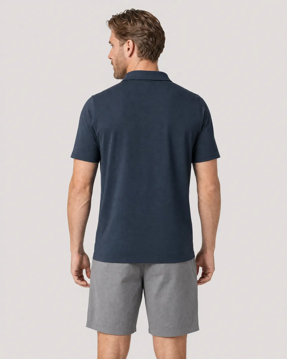 StringKing Men's Pima Jersey Classic Polo, Full Back - Human Model - Top of head to Mid-thigh