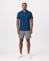 StringKing Men's StayCool Polo - Relaxed Fit, Navy Blue, Full Front - Human Model - Top of head to Knees