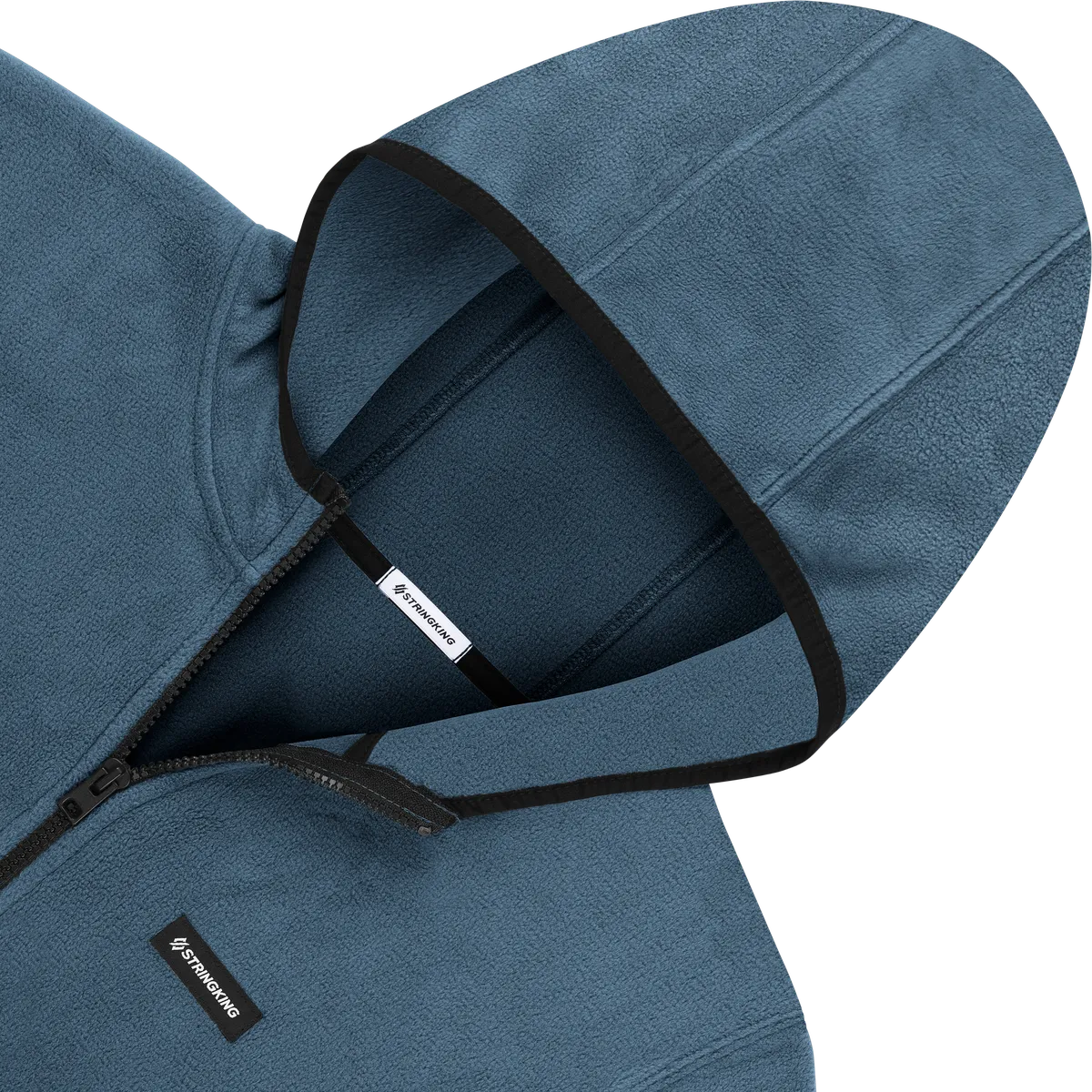 StringKing Men's Polartec Fleece Full Zip Hoodie Pro - Sharp Fit, Indian Teal, Detail