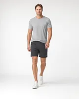 StringKing Men's Nylon Flex Shorts - Sharp Fit, Black, Full Front Angle - Human Model