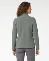 StringKing Women's Polartec Fleece Full Zip with Pockets - Sharp Fit, Avenue Green, Full Back - Human Model - Top of head to Mid-thigh