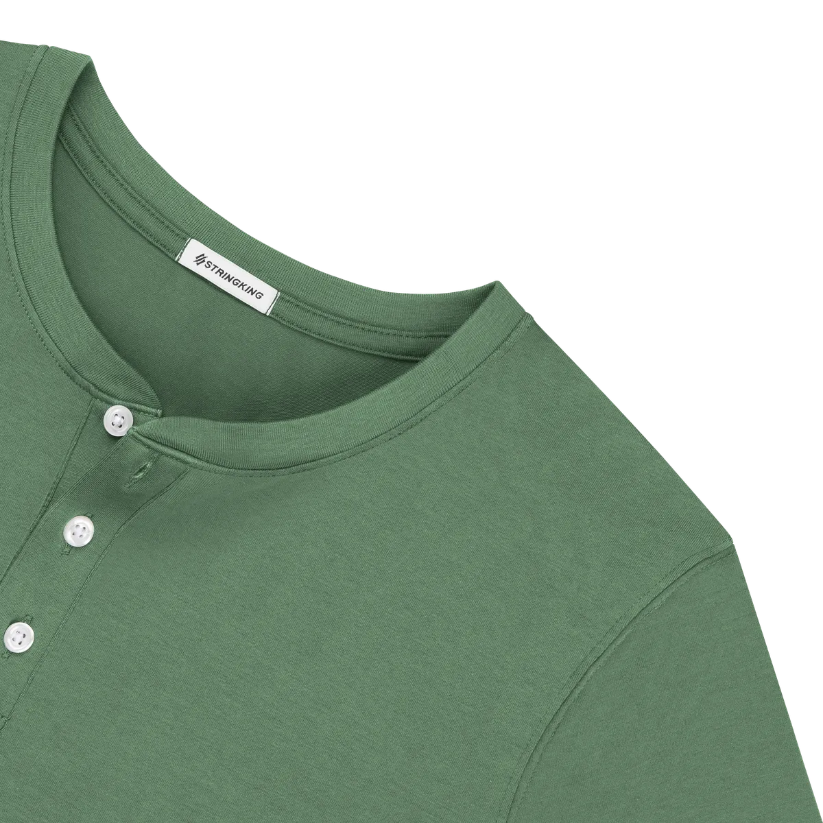 StringKing Men's Pima Cotton Short Sleeve Henley - Sharp Fit, Green, Detail