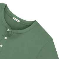 StringKing Men's Pima Cotton Short Sleeve Henley - Sharp Fit, Green, Detail