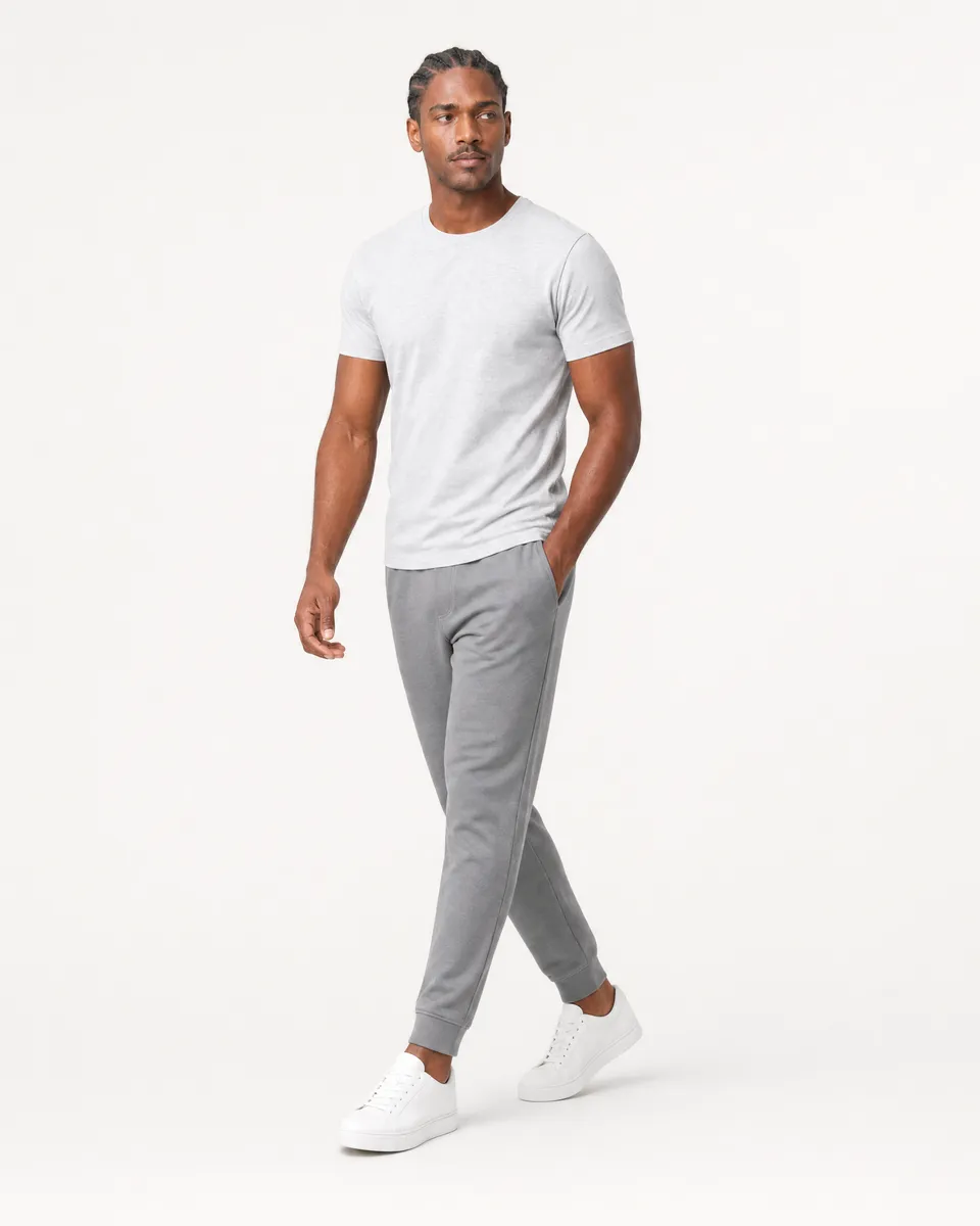 StringKing Men's StayWarm Joggers - Sharp Fit, Gray, Full Front Angle - Human Model