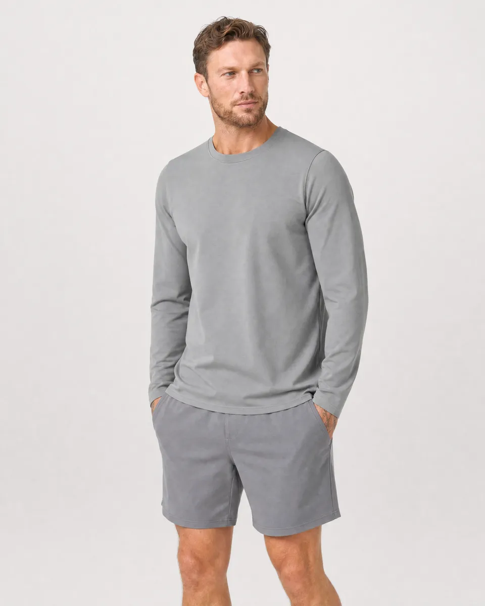 StringKing Men's StayWarm Long Sleeve Tee - Relaxed Fit, Gray, Collar Shoulder - Human Model