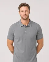 StringKing Men's Pima Terry Polo - Relaxed Fit, Frost Gray, Collar Shoulder - Human Model