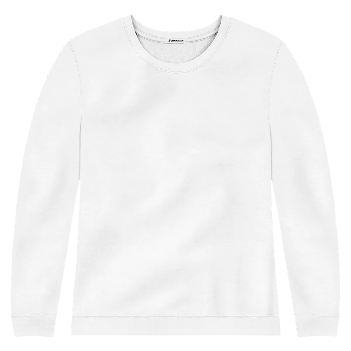 StringKing Women's Pima Cotton Crewneck Sweatshirt - Sharp Fit, White, Front
