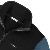 StringKing Men's Polartec Half Zip - Relaxed Fit, Meteorite Top, Slate Bottom, Indian Teal Sleeves, Black Trim, Detail