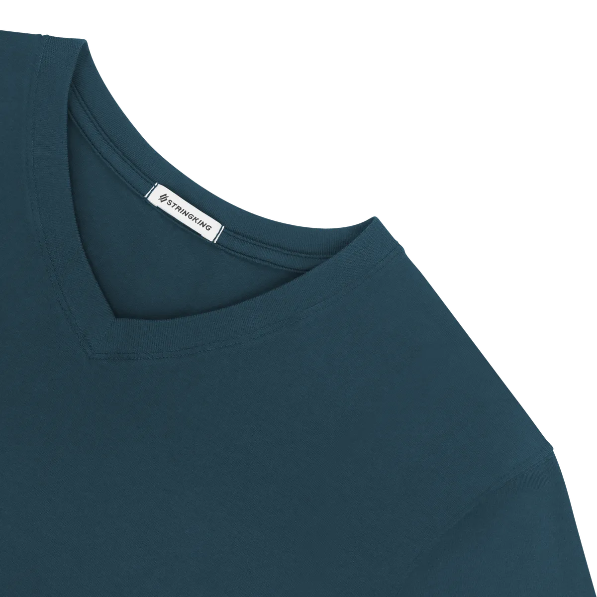 StringKing Men's Pima Jersey Long Sleeve V-Neck Tee - Sharp Fit, Navy, Detail