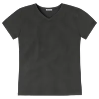 StringKing Women's Pima Cotton Short Sleeve V-Neck T-Shirt - Relaxed Fit, Black, Front