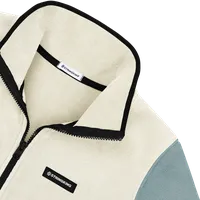 StringKing Women's Polartec Half Zip - Sharp Fit, Jet Stream Top, Meteorite Bottom, Slate Sleeves, Black Trim, Detail