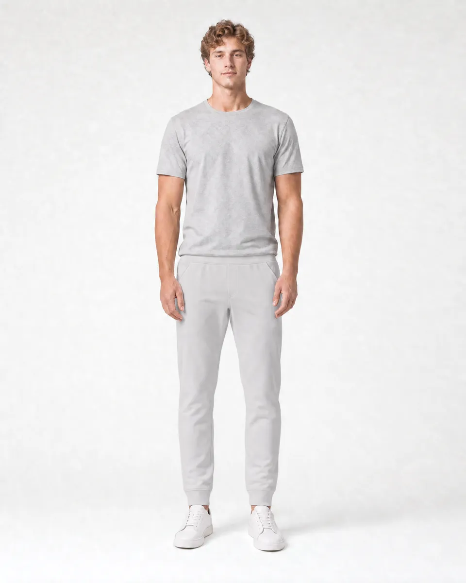 StringKing Men's StayCool Joggers - Relaxed Fit, Light Gray, Full Front - Human Model