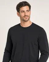 StringKing Men's Pima Jersey Long Sleeve Tee - Sharp Fit, Black, Collar Shoulder - Human Model