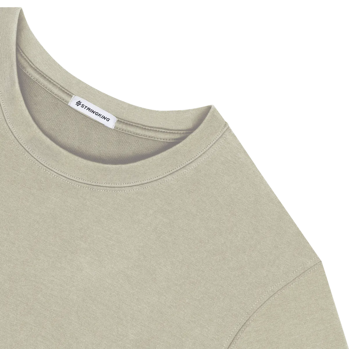 StringKing Men's Heavy Pima Cotton T-Shirt - Sharp Fit, Khaki Green, Detail