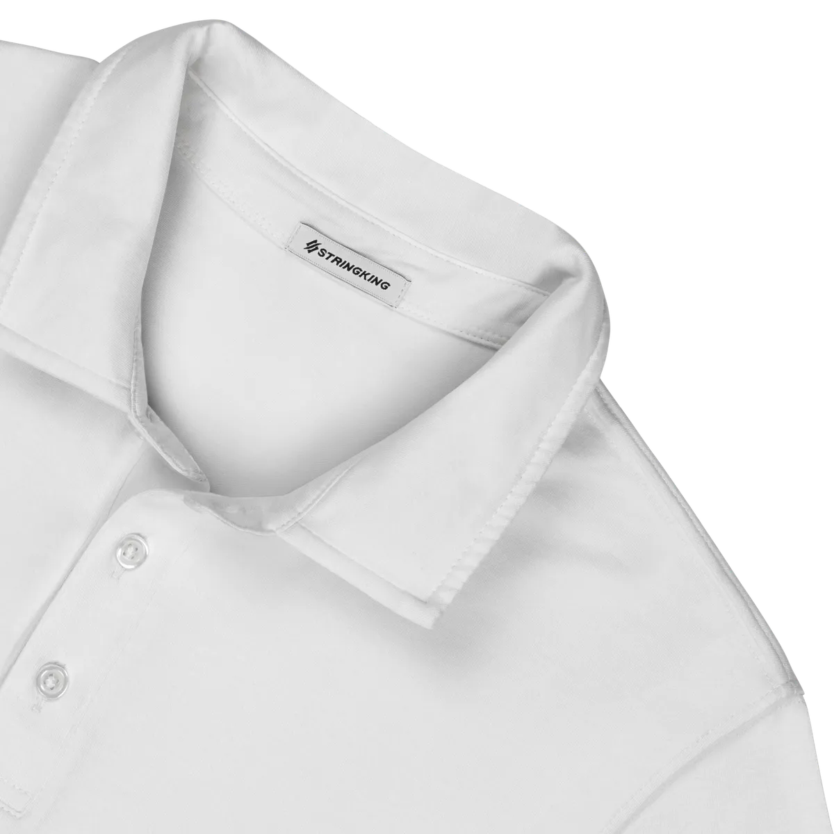 StringKing Men's Pima Cotton Short Sleeve Polo - Sharp Fit, White, Detail