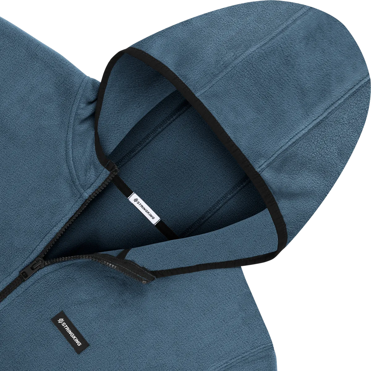 StringKing Men's Polartec Fleece Quarter Hood Pro - Sharp Fit, Indian Teal, Detail