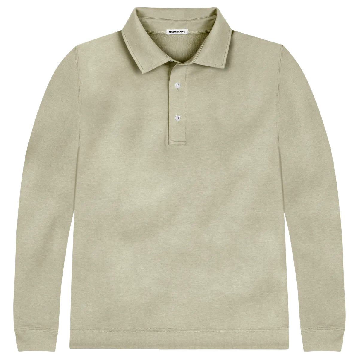StringKing Men's Pima Cotton Polo Sweatshirt - Relaxed Fit, Khaki Green, Front