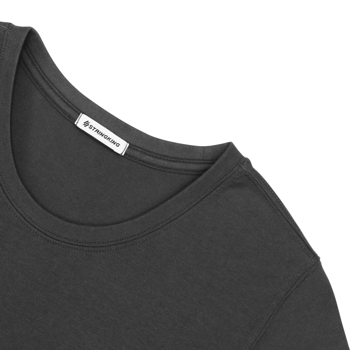 StringKing Women's Pima Cotton Short Sleeve Crewneck T-Shirt - Relaxed Fit, Black, Detail
