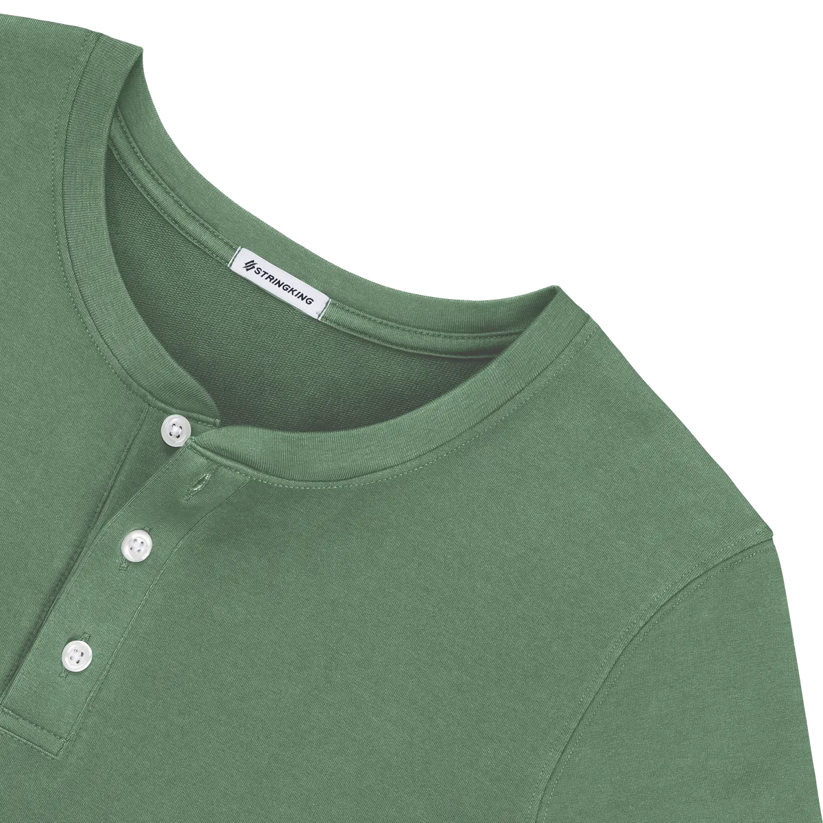 StringKing Men's Pima Cotton Henley Sweatshirt - Sharp Fit, Green, Detail