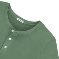 StringKing Men's Pima Cotton Henley Sweatshirt - Sharp Fit, Green, Detail