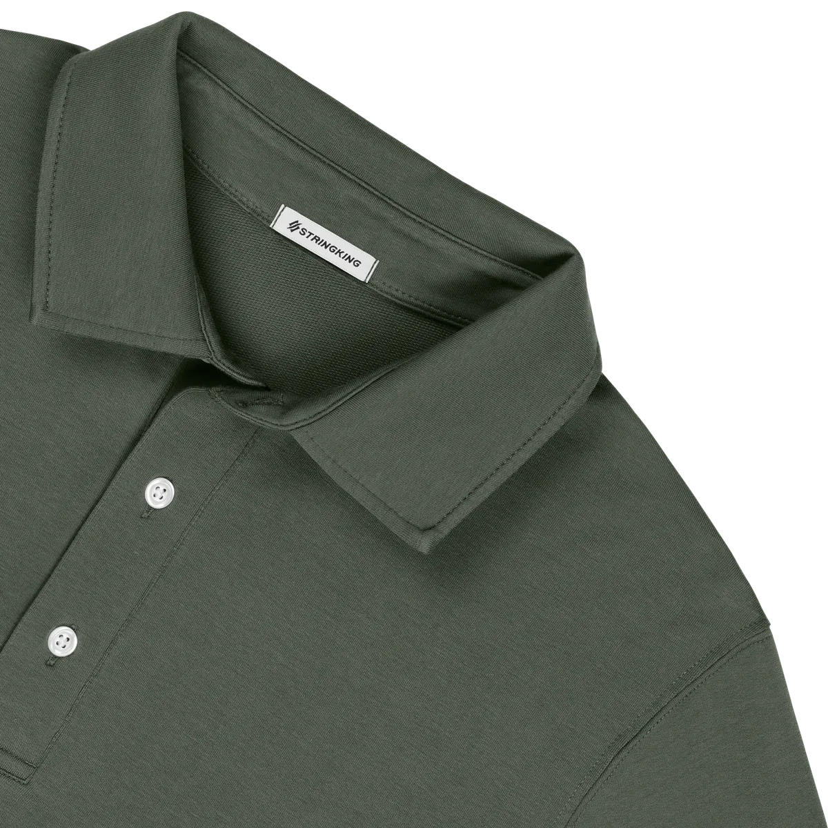 StringKing Men's Pima Cotton Polo Sweatshirt - Sharp Fit, Moss, Detail