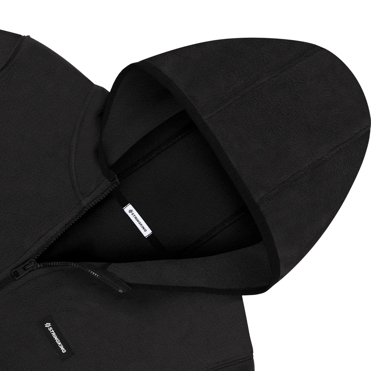 StringKing Women's Polartec Fleece Full Zip Hoodie with Pockets - Relaxed Fit, Meteorite, Detail