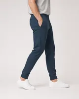 StringKing Men's Pima Terry Sweatpants - Sharp Fit, Navy, Full Side - Human Model - Chest to Feet