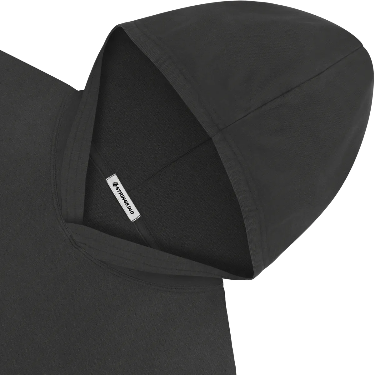 StringKing Men's Pima Terry Short Sleeve Hoodie - Sharp Fit, Black, Detail