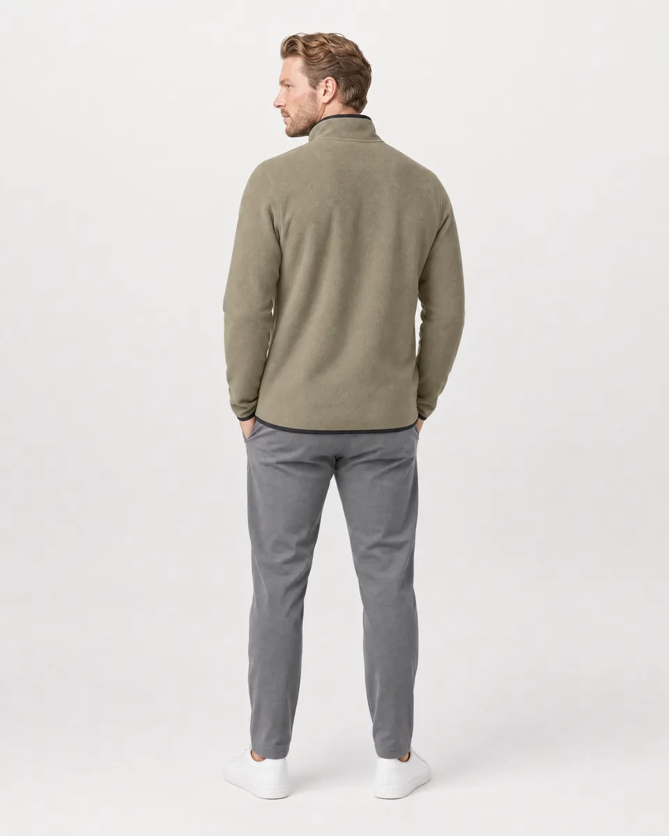 StringKing Men's Polartec Fleece Quarter Zip - Sharp Fit, Mermaid, Full Back - Human Model - Top of head to Mid-thigh