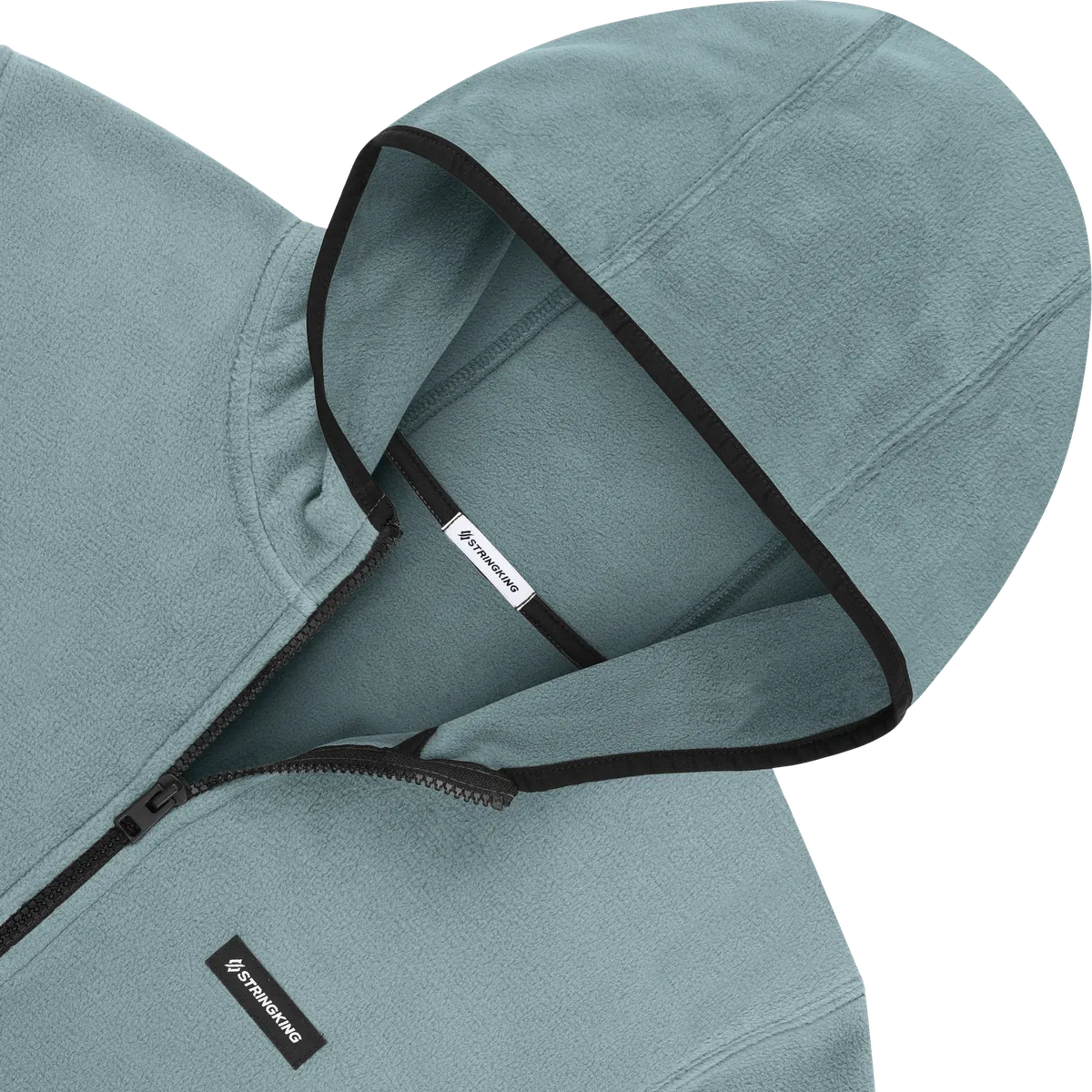 StringKing Men's Polartec Half Zip Hoodie - Relaxed Fit, Slate Top, Slate Bottom, Slate Sleeves, Black Trim, Detail