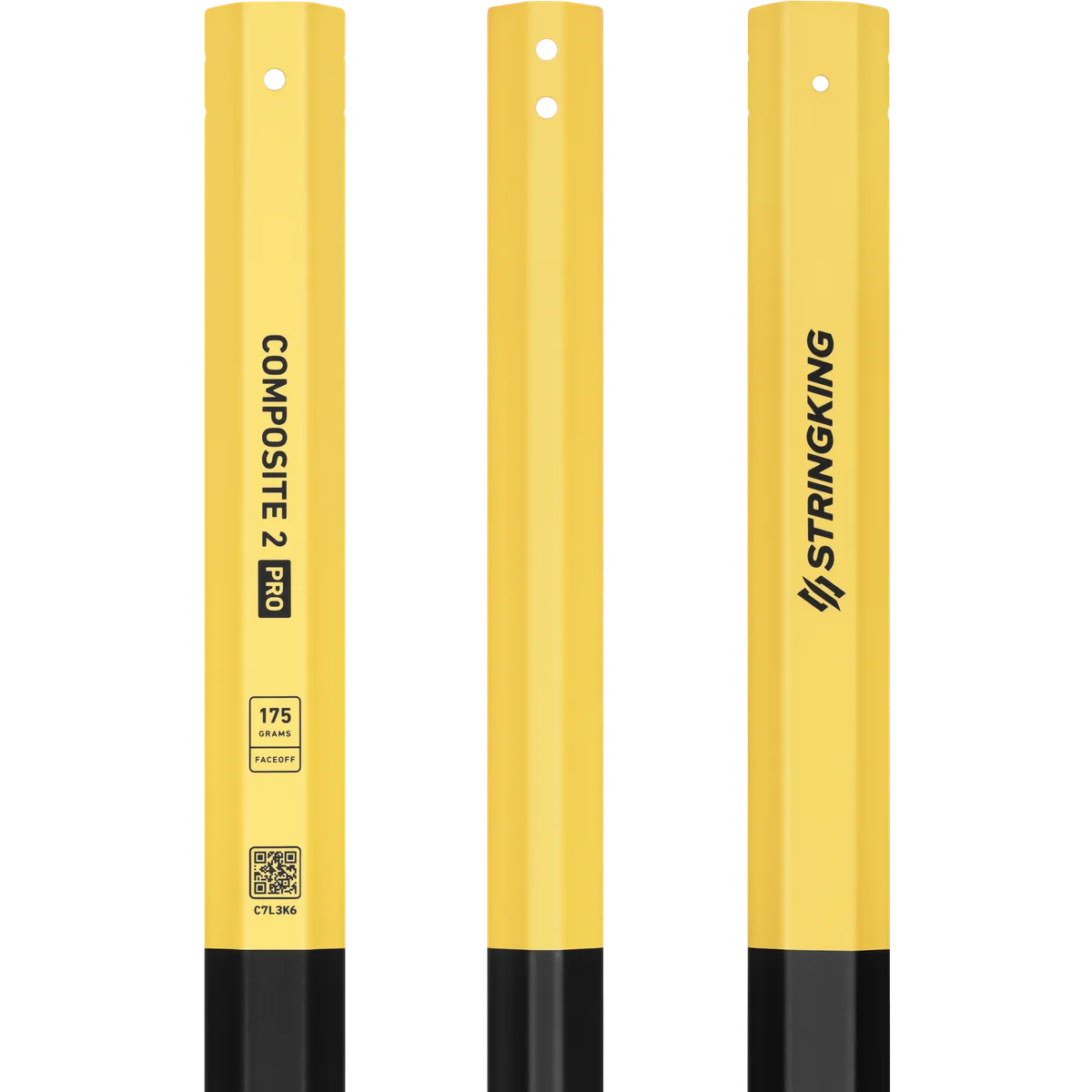 StringKing Men's Composite 2 Pro Faceoff - Bottom Lever, 175 Grams, Black / Yellow, Top Section, Right, Front, Left