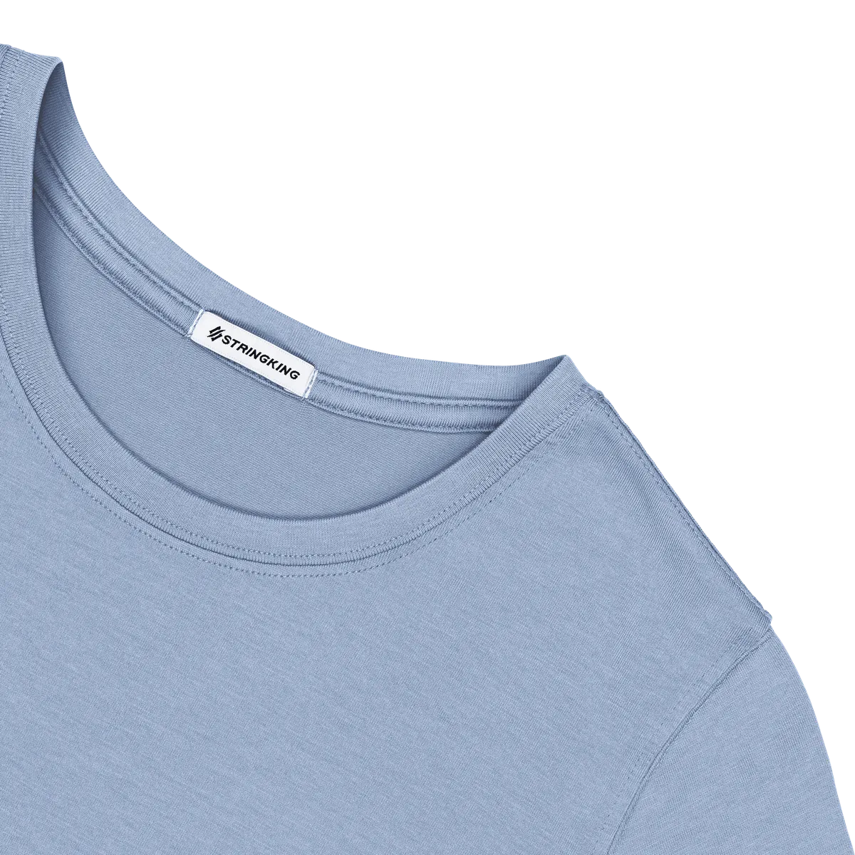 StringKing Women's Pima Cotton Short Sleeve Crewneck T-Shirt - Sharp Fit, Slate Blue, Detail