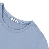 StringKing Women's Pima Cotton Short Sleeve Crewneck T-Shirt - Sharp Fit, Slate Blue, Detail