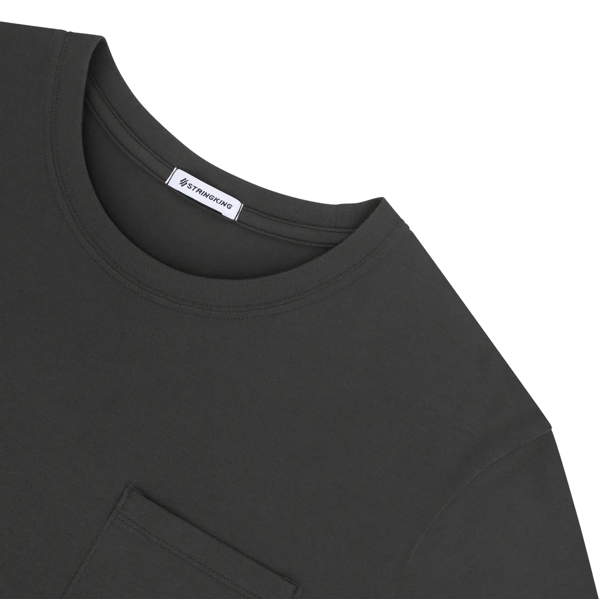 StringKing Men's Pima Jersey Pocket Tee - Relaxed Fit, Black, Detail