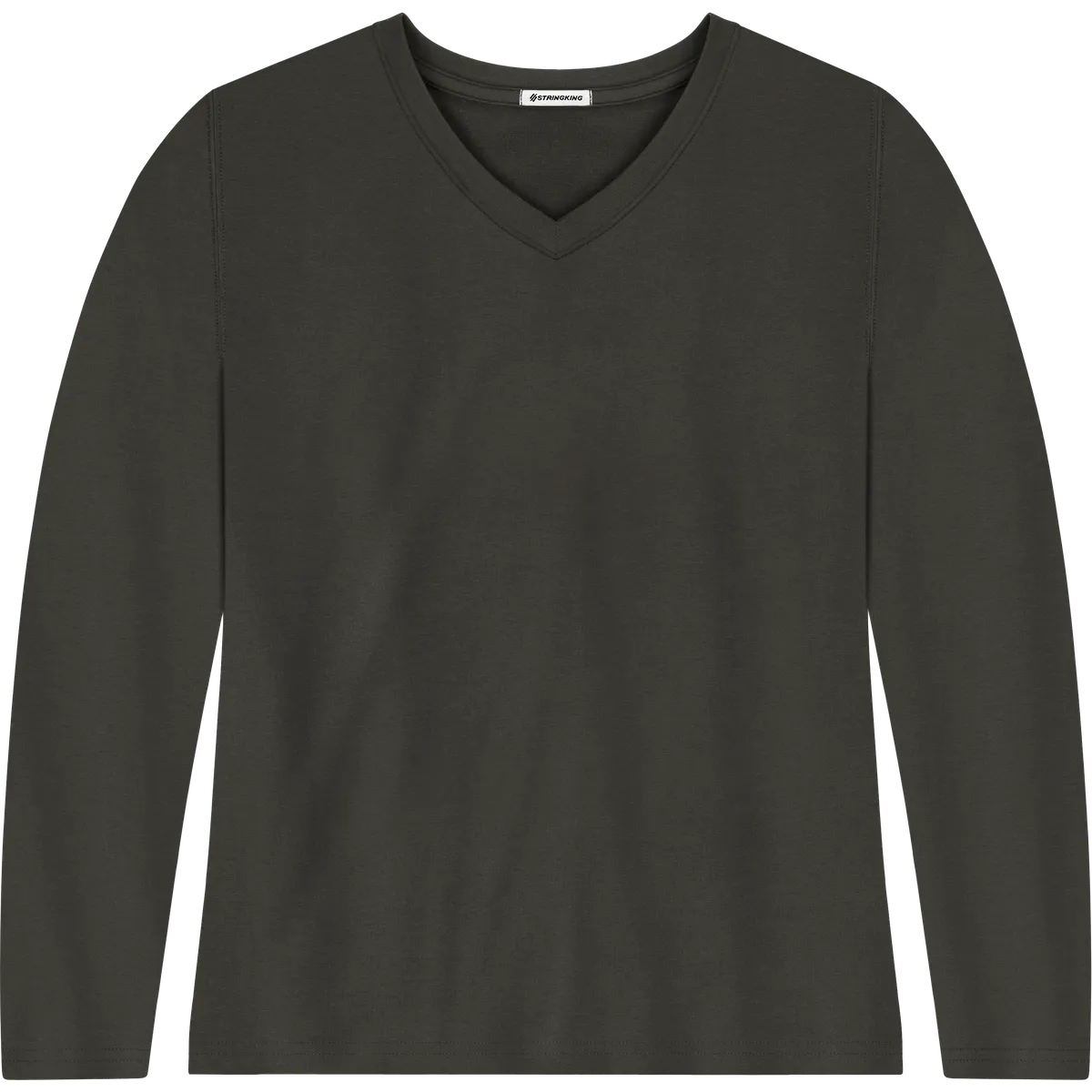 StringKing Women's Pima Terry Long Sleeve V-Neck Tee - Relaxed Fit, Peat, Front