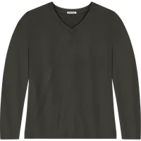 StringKing Women's Pima Terry Long Sleeve V-Neck Tee - Relaxed Fit, Peat, Front