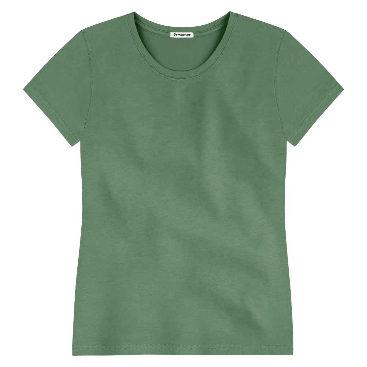 StringKing Women's Pima Cotton Short Sleeve Crewneck T-Shirt - Sharp Fit, Green, Front