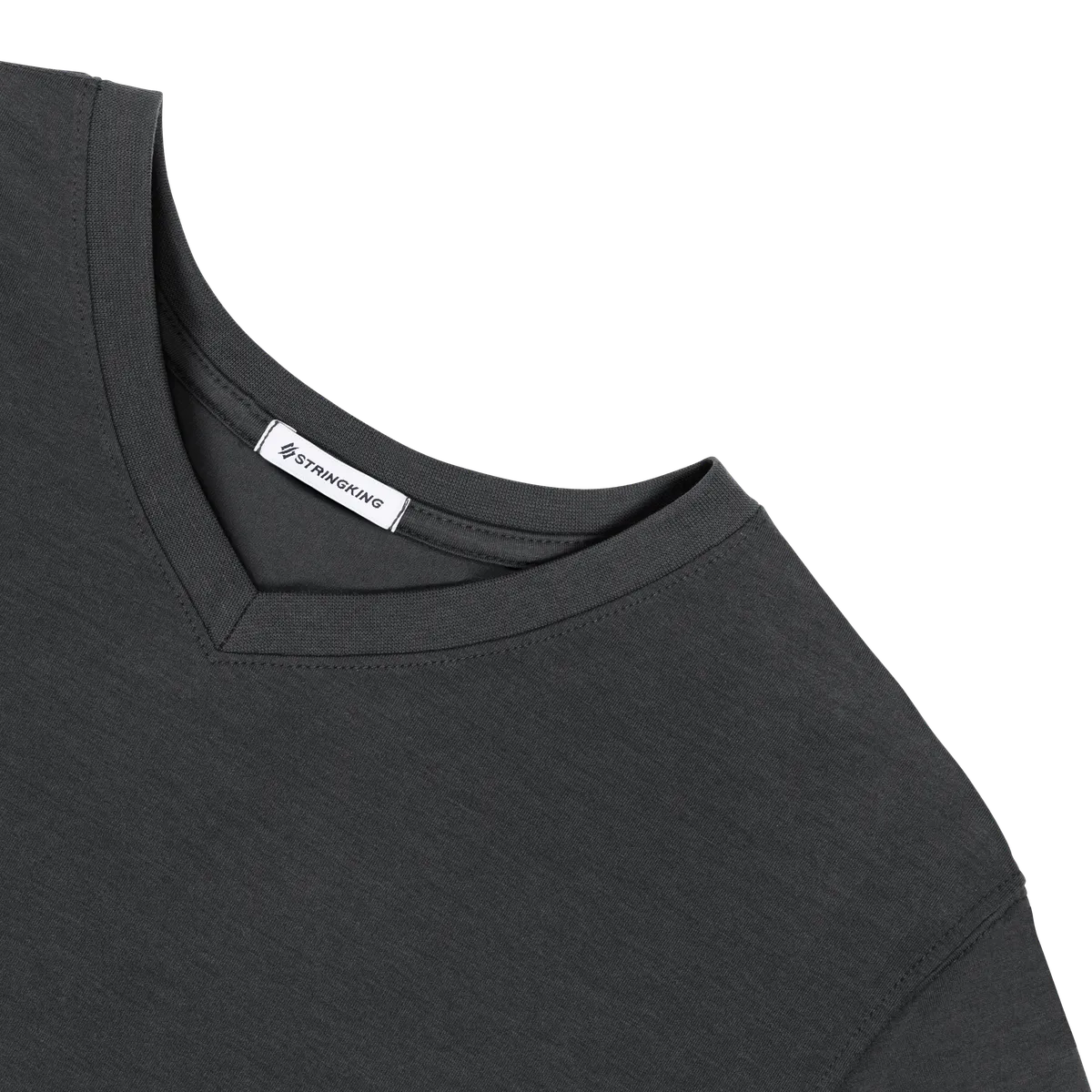 StringKing Men's FlexStyle Short Sleeve V-Neck T-Shirt - Relaxed Fit, Moonless Night, Detail