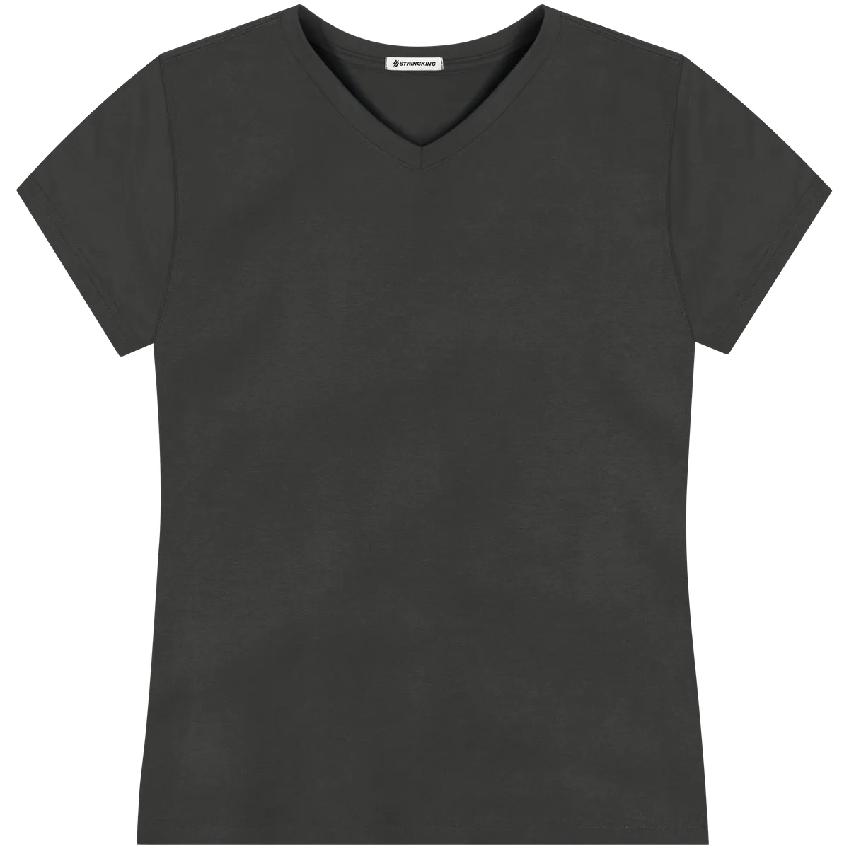 StringKing Women's FlexTech Short Sleeve V-Neck T-Shirt - Relaxed Fit, Black, Front