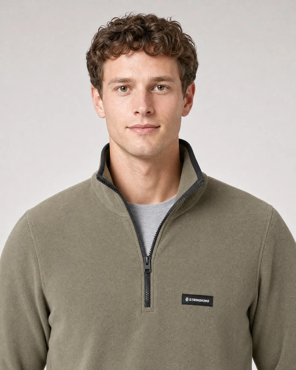 StringKing Men's Polartec Fleece Quarter Zip with Pockets - Sharp Fit, Mermaid, Collar Shoulder - Human Model